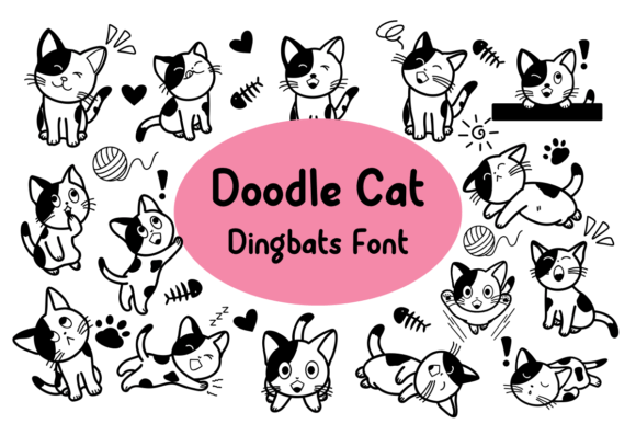 Doodle Cat Font: Feline Sketched Dingbats for Crafters